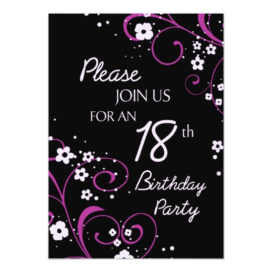 pink black 18th birthday party invitation card zazzle com