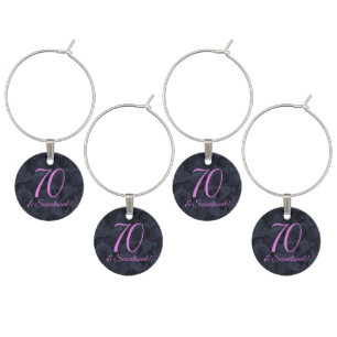 Pink Black 70 and Sensational Birthday Party Wine Charm