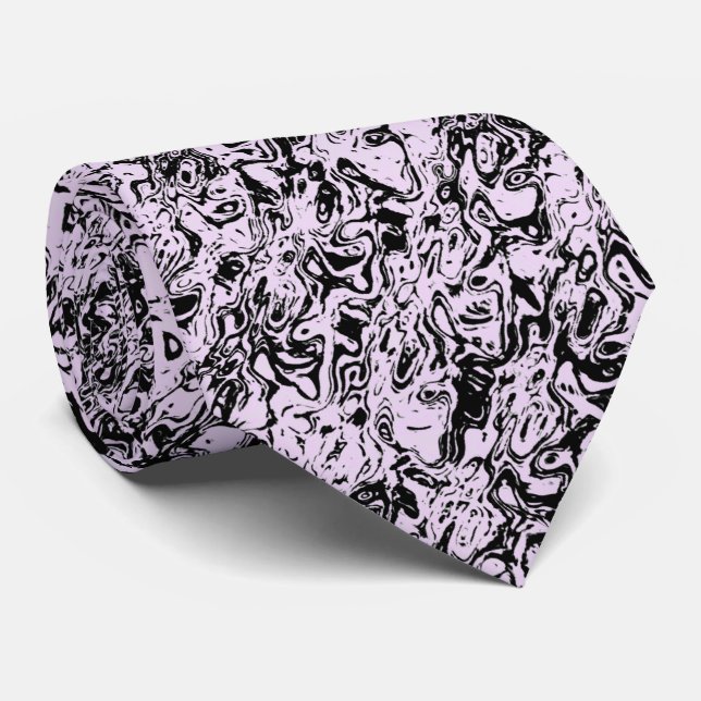 Pink Black Abstract Neck Tie (Rolled)