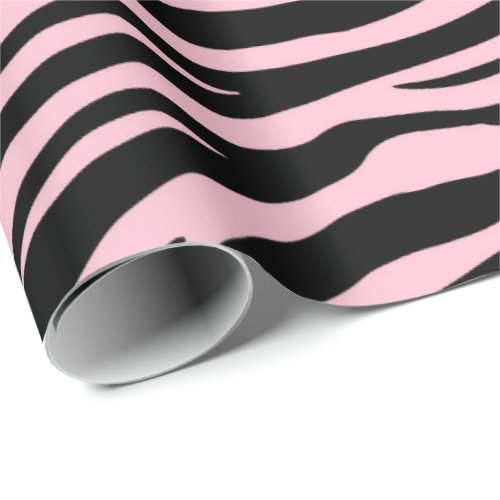 Pink Black Abstract Tiger Animal Fur Rose Elegant Wrapping Paper