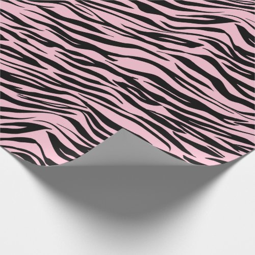 Pink Black Abstract Tiger Animal Fur Skin Elegant Wrapping Paper