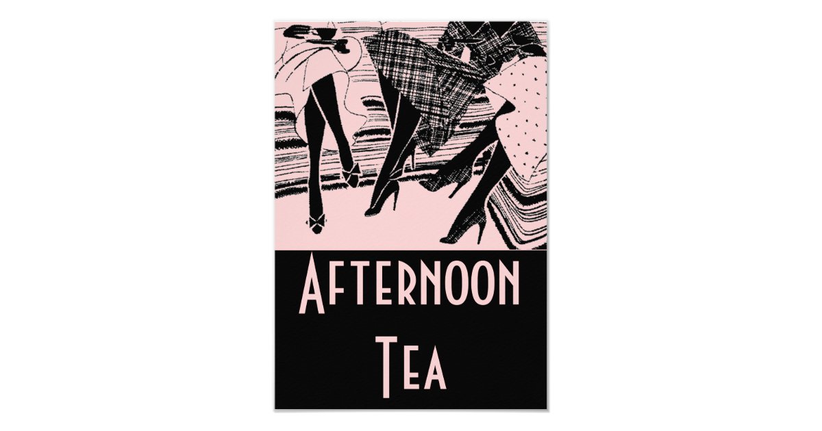 Pink & Black Afternoon High Tea Party Invitation | Zazzle