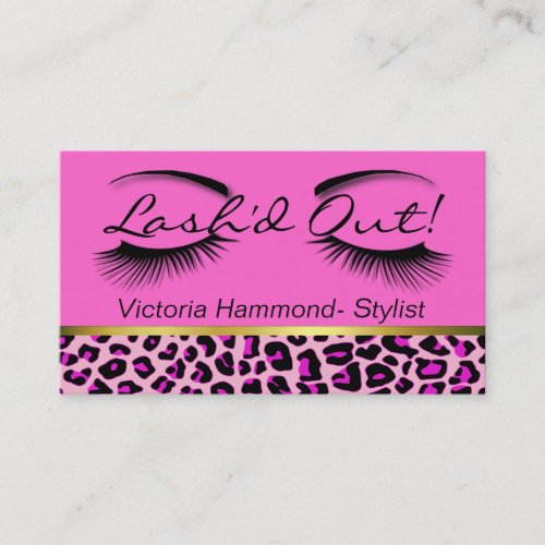 Pink Black and Gold Eyelash Business Card