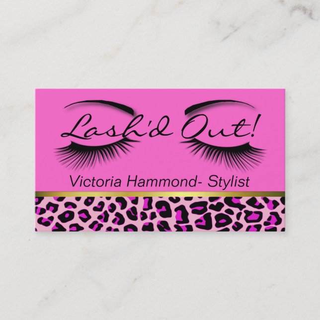 Pink, Black, and Gold Eyelash Business Card (Front)