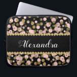 Pink, Black and Gold Foil Confetti Monogram Laptop Sleeve<br><div class="desc">Pink,  Black and Faux Gold Foil Polka Dot Confetti Pattern Elegant Monogram Sleeve. This sleeve can be customized to include your initial and full name.</div>