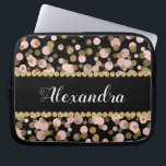Pink, Black and Gold Foil Confetti Monogram Laptop Sleeve<br><div class="desc">Pink,  Black and Faux Gold Foil Polka Dot Confetti Pattern Elegant Monogram Sleeve. This sleeve can be customized to include your initial and full name.</div>