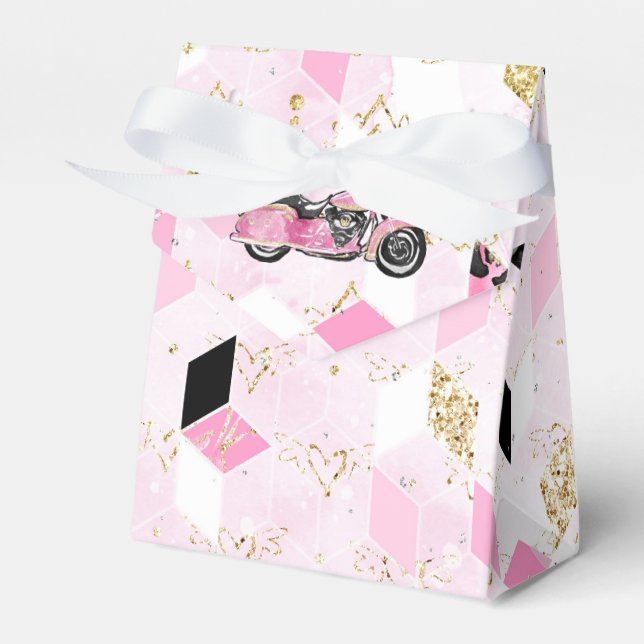Pink, black and gold geometric favor box (Front Side)