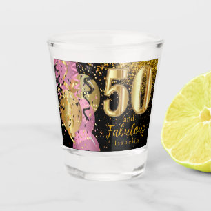 Pink, Black and Gold Glitter 50th Birthday Shot Glass