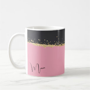 Pink, Black and Gold Glitter Coffee Mug