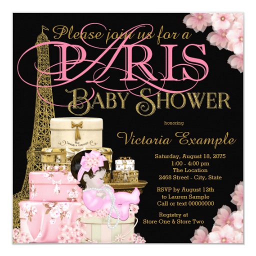 Black White And Pink Baby Shower Invitations 3