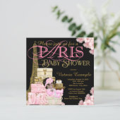 Pink Black and Gold Paris Ethnic Girl Baby Shower Invitation (Standing Front)