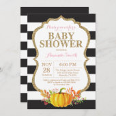 Pink Black and Gold Pumpkin Baby Shower Invitation (Front/Back)