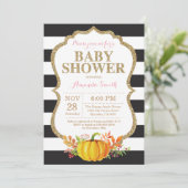Pink Black and Gold Pumpkin Baby Shower Invitation (Standing Front)