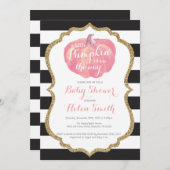 Pink Black and Gold Pumpkin Girl Baby Shower Invitation (Front/Back)
