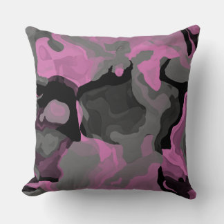 Pink Black and Gray abstract Throw Pillow