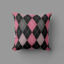 Pink, Black and Gray Argyle Pattern Throw Pillow