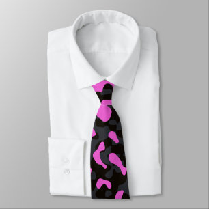 Pink, Black, and Gray Camouflage Camo Pattern  Neck Tie