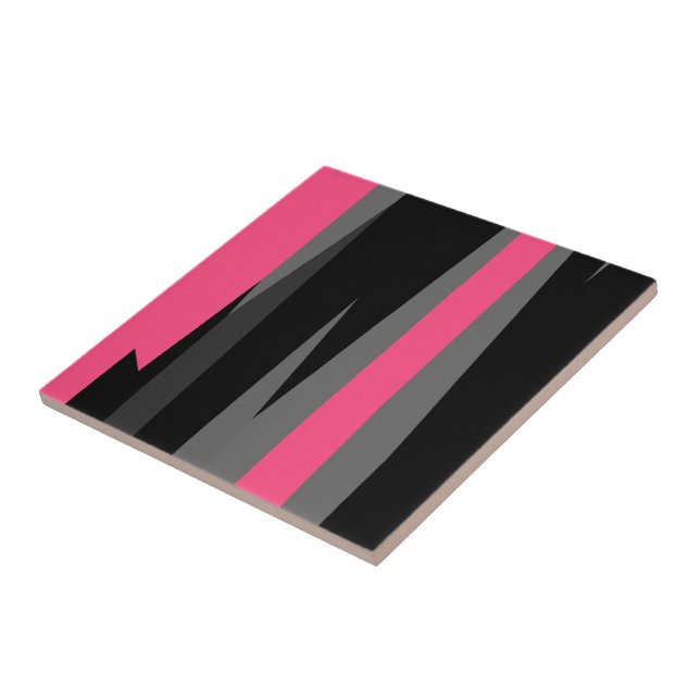 Pink Black and Gray   Ceramic Tile (Side)