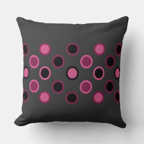 pink black and gray dots throw pillow