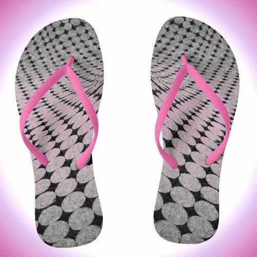 Pink Black and Gray Illusion Pattern Flip Flops