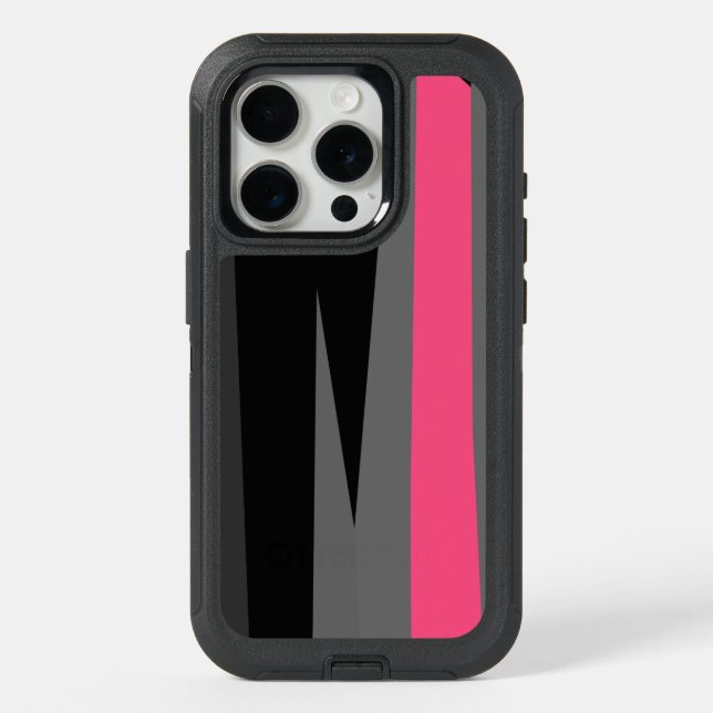 Pink Black and Gray iPhone 15 Pro Case (Back)