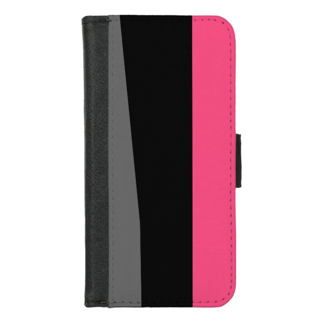 Pink Black and Gray iPhone Wallet Case (Front)
