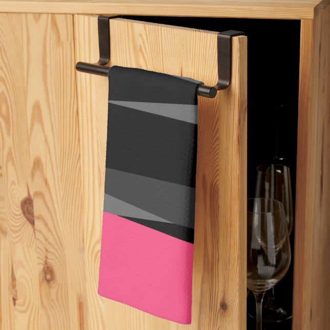 Pink Black and Gray Kitchen Towel (Thirds Fold)