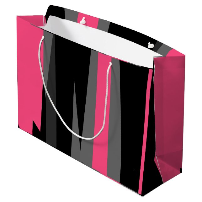 Pink Black and Gray   Large Gift Bag (Back Angled)