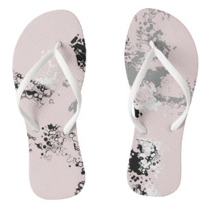 Pink, Black, and Gray Marble Abstract Flip Flops
