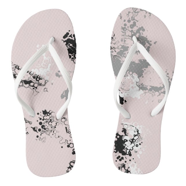 Pink, Black, and Gray Marble Abstract Flip Flops (Footbed)