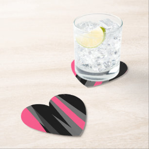 Pink Black and Gray   Paper Coaster