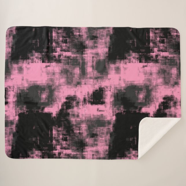 Pink Black and Gray      Sherpa Blanket (Front (Horizontal))
