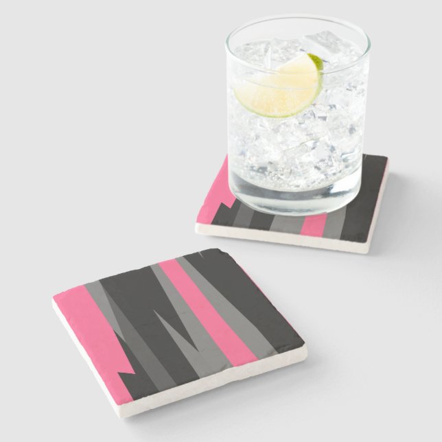 Pink Black and Gray    Stone Coaster (Side)