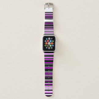 Pink, black and gray stripes apple watch band