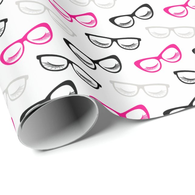 Pink Black and Gray Sunglasses Wrapping Paper (Roll Corner)