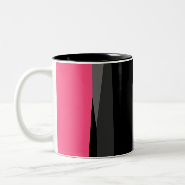 Pink Black and Gray Two-Tone Coffee Mug (Left)