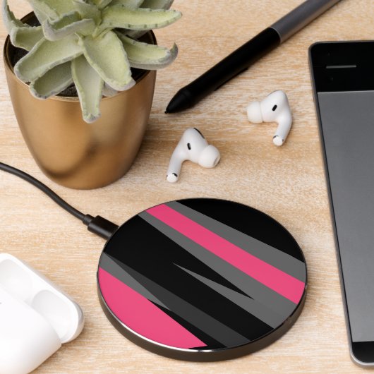 Pink Black and Gray Wireless Charger (Desk 2)