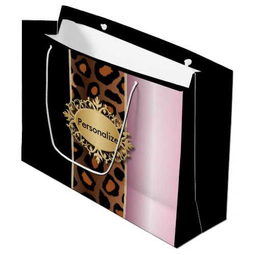 Pink Black and Leopard Animal Print Large Gift Bag