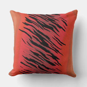 Pink, Black, and orange Tiger Abstract Throw Pillow