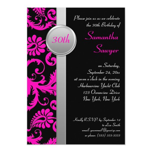 Pink And Silver Birthday Invitations 1