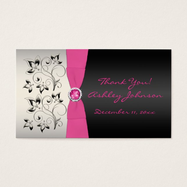 Pink, Black, and Silver Favor Tag (Front)