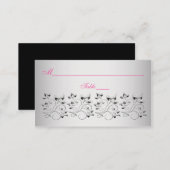 Pink, Black, and Silver Floral Place Cards (Front/Back)