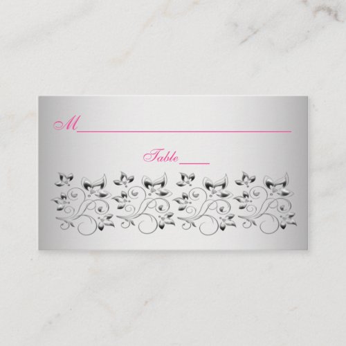Pink Black and Silver Floral Place Cards