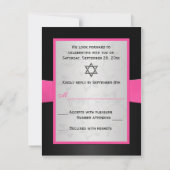 Pink, Black, and Silver Floral RSVP Card (Back)