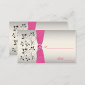 Pink, Black, and Silver Placecards (Script Font) (Front/Back)