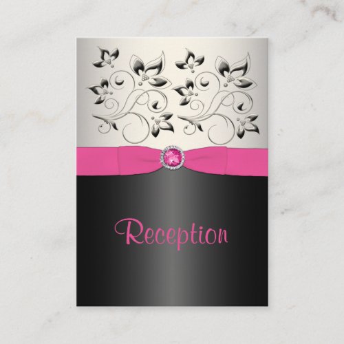 Pink Black and Silver Reception Enclosure Card