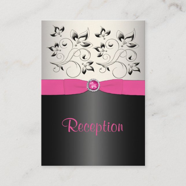 Pink, Black, and Silver Reception Enclosure Card (Front)