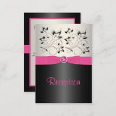 Pink, Black, and Silver Reception Enclosure Card (Front/Back)
