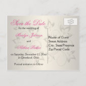 Pink, Black, and Silver Save the Date Postcard (Back)