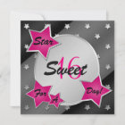 Pink, Black, and Silver Stars Sweet 16 Invitation